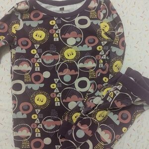 Tea Collection Purple and Yellow Pajama Set with Playful Print